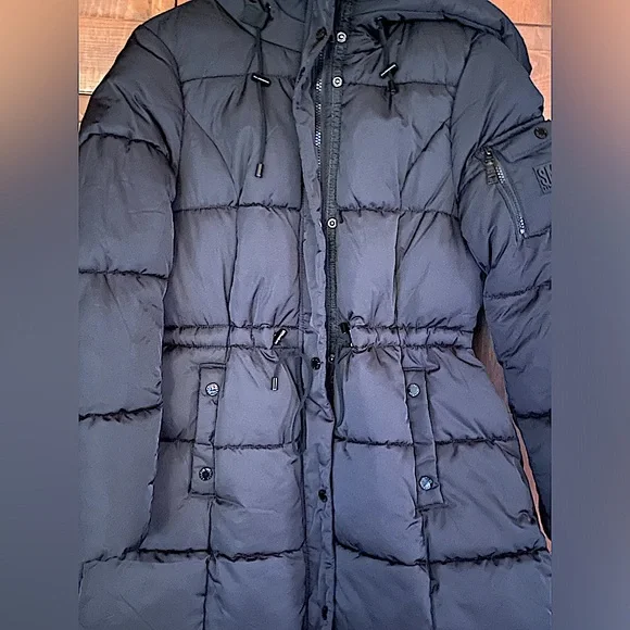 🏷️ BNWT STEVE MADDEN LONG BLACK WINTER COAT~MD~w/THUMB HOLES & POCKETS - Picture 3 of 13